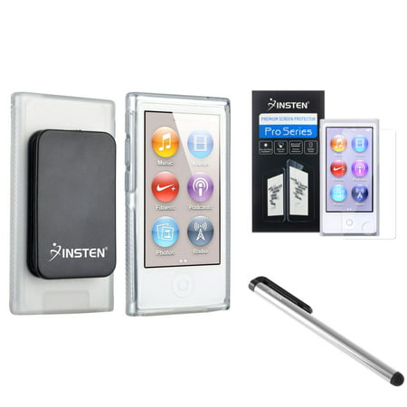 Insten Clear TPU Case w/Belt Clip+Screen Protector+Pen Stylus For Apple iPod Nano 7 7G