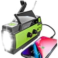 thumbnail image 1 of Radio solar portátil de emergencia, radio AM FM con manivela con linterna LED, puerto USB, alarma SOS para senderismo, camping o uso general para emergencias al aire libre, 1 of 7