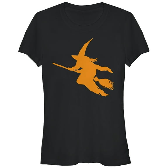 Junior's Lost Gods Halloween Witch on a Broomstick  Graphic Tee Black 2X Large