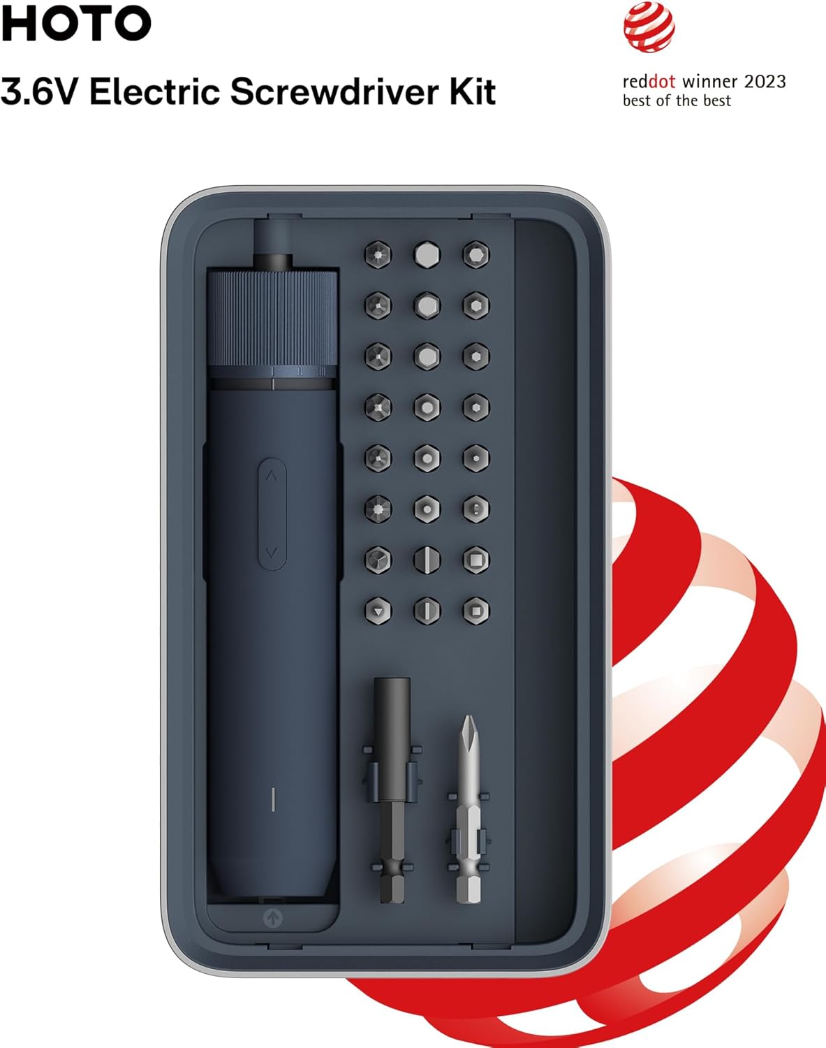 HOTO 3.6V Rechargeable Electric Screwdriver with 25-Piece Bit Set photo 2