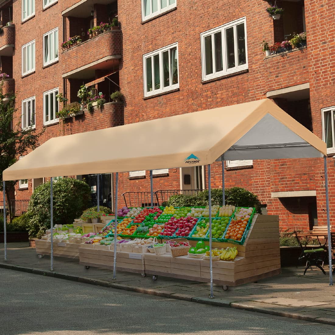 ADVANCE OUTDOOR Adjustable 10' x 20' x 10.8' Beige Carport