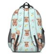 thumbnail image 3 of Highland Cow and Flower Print Backpack for School, Cute School Bag with Adjustable Shoulder Straps and Padded Back, 16.9"x12.6"x5.9", 3 of 5