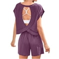 thumbnail image 1 of Mgmyaa Ensemble 2 Pcs pour Femmes, Tunique à Manches Courtes et Col Rond, Ensemble de Détente Athlétique, 1 of 8