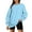 Sky Blue, variant on VANLOFE Women's Solid Color Long Sleeve Sweatshirt O-Neck Sweatshirt for Women Women's Washed Warm Sky Blue Sweatshirt M