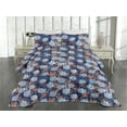 thumbnail image 2 of Ambesonne Floral Design Quilted Coverlet 3 Pcs, Grungy Modern Flowers, King Size, Dark Indigo Burnt Sienna, 2 of 4