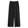 thumbnail image 6 of XFLWAM Linen Pants for Women Wide Leg Beach Summer Pants High Waisted Boho Baggy Flowy Palazzo Trousers with Pockets Black S, 6 of 6