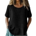 thumbnail image 5 of Linen Tops For Women，Short Sleeve Crew Neck Tops ﻿ Short Sleeve Gauze Casual Dressy Summer Loose Fit Trendy ﻿ Summer Beach Shirt ﻿ Ventilate, 5 of 6