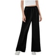 thumbnail image 2 of Riecok Girls Wide Leg Sweatpants Elastic Waist with Pockets Solid Color Casual Trackpants Black 9 Years, 2 of 7