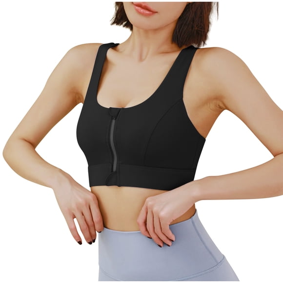 AherBiu Sports Bras for Women Zip up Quick Drying Stretch Workout Bras for Women Seamless High Support Padded Bras