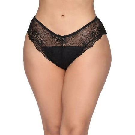 

QWERTYU Women s Lace Invisible Briefs Seamless Bikini Low Rise Underwear Stretch Comfort Hipster Black 2XL