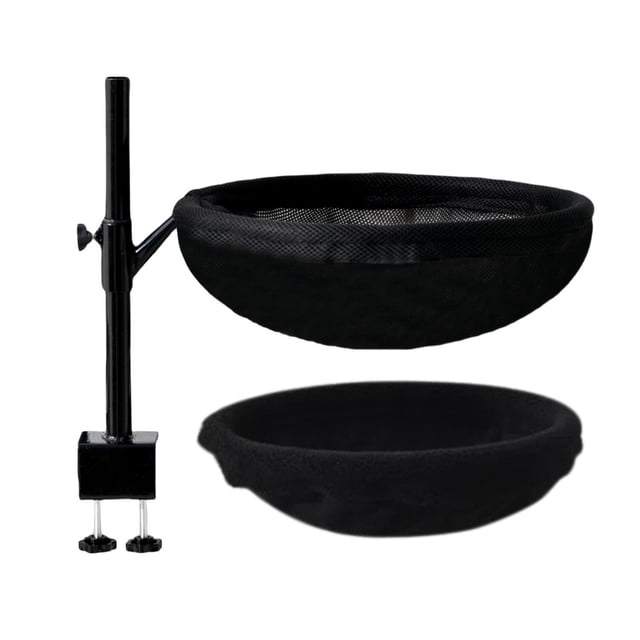 Abrazadera de escritorio para cama de gato, cama nido para mascotas, resistente a arañazos, giratoria, con tapete para mascotas negro