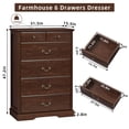 thumbnail image 2 of Joaxswe 6 Drawers Dresser Chests for Bedroom, Wood Chset of Drawers, Dressers Organizer for Bedroom, Living Room,Hallway, Walnut, 2 of 7