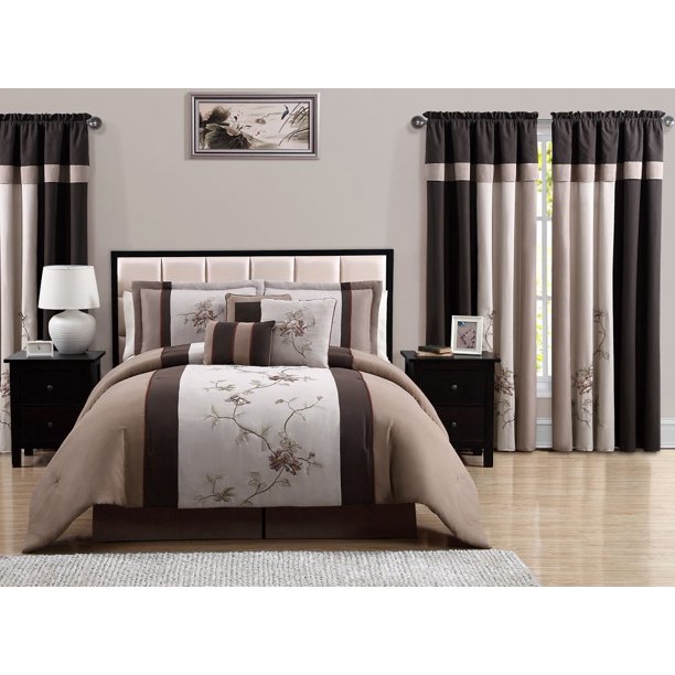 Chezmoi Collection Vienna 7Piece Embroidered Floral Comforter Set