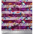 thumbnail image 1 of Soimoi Crepe Silk Fabric Stripe,Coral & Jellyfish Ocean Print Sewing Fabric Yard 42 Inch Wide, 1 of 1