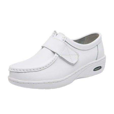 

PMUYBHF Water Shoes for Women Size 10.5 Ladies Shoes Slope Heel Shoes Soft Soles Breathable and Comfortable Leather Small White Shoes