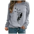 thumbnail image 2 of UTTOASFAY Winter Womens Casual Long Sleeve Tops Ladies Christmas Print Sweatshirt Blouse Gray 14(XXL), 2 of 2