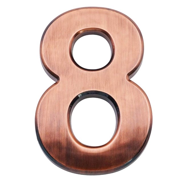 Números de casa de 3,9 pulgadas - Plásticos de ingeniería ABS - Números autoadhesivos de 1 pieza para puerta de hotel de apartamento Número de dirección de latón impermeable 8
