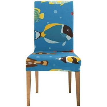 FMSHPON Tropical Ocean Sea Fish Stretch Chair Cover Protector Seat Slipcover for Dining Room Hotel Wedding Party Set of 1