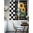 thumbnail image 5 of Sheer Curtains 72 Inches Long, Sunflower Light Filtering Window Curtains for Living Room, Summer Botanical Floral Vintage Black Plaid Rod Pocket Voile Sheer Curtain Drapes, 52"W x 72"L, 2 Panels, 5 of 8