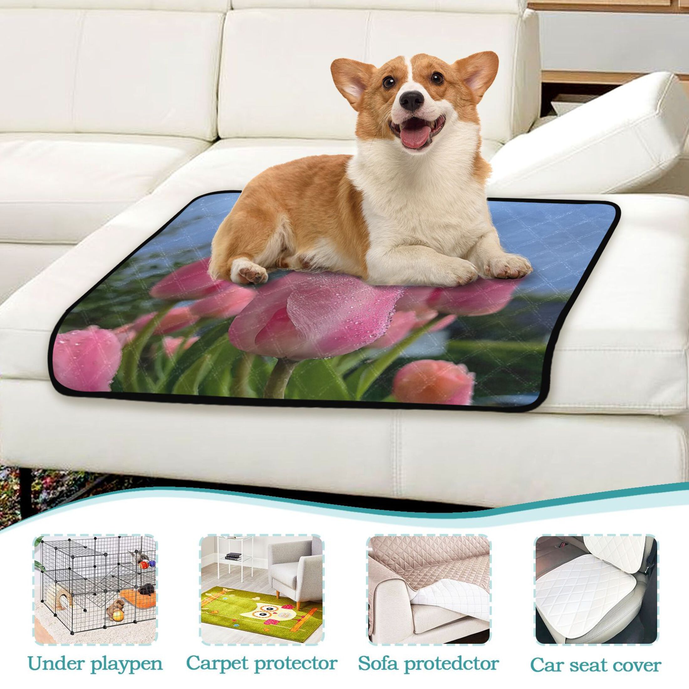 IAUYY Washable Pee Pads for Dogs Smallx3 Absorbent and Leak-Proof Non-Slip Reusable Puppy Pee Pads for Dogs Applicable to Playpen Potty Crate The Sky Garden's Scenery