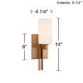 thumbnail image 6 of Possini Euro Design Ludlow Modern Wall Light Sconces Set of 2 Burnished Brass Hardwire 4 1/2" Fixture White Glass for Bedroom Bathroom Vanity Reading, 6 of 8