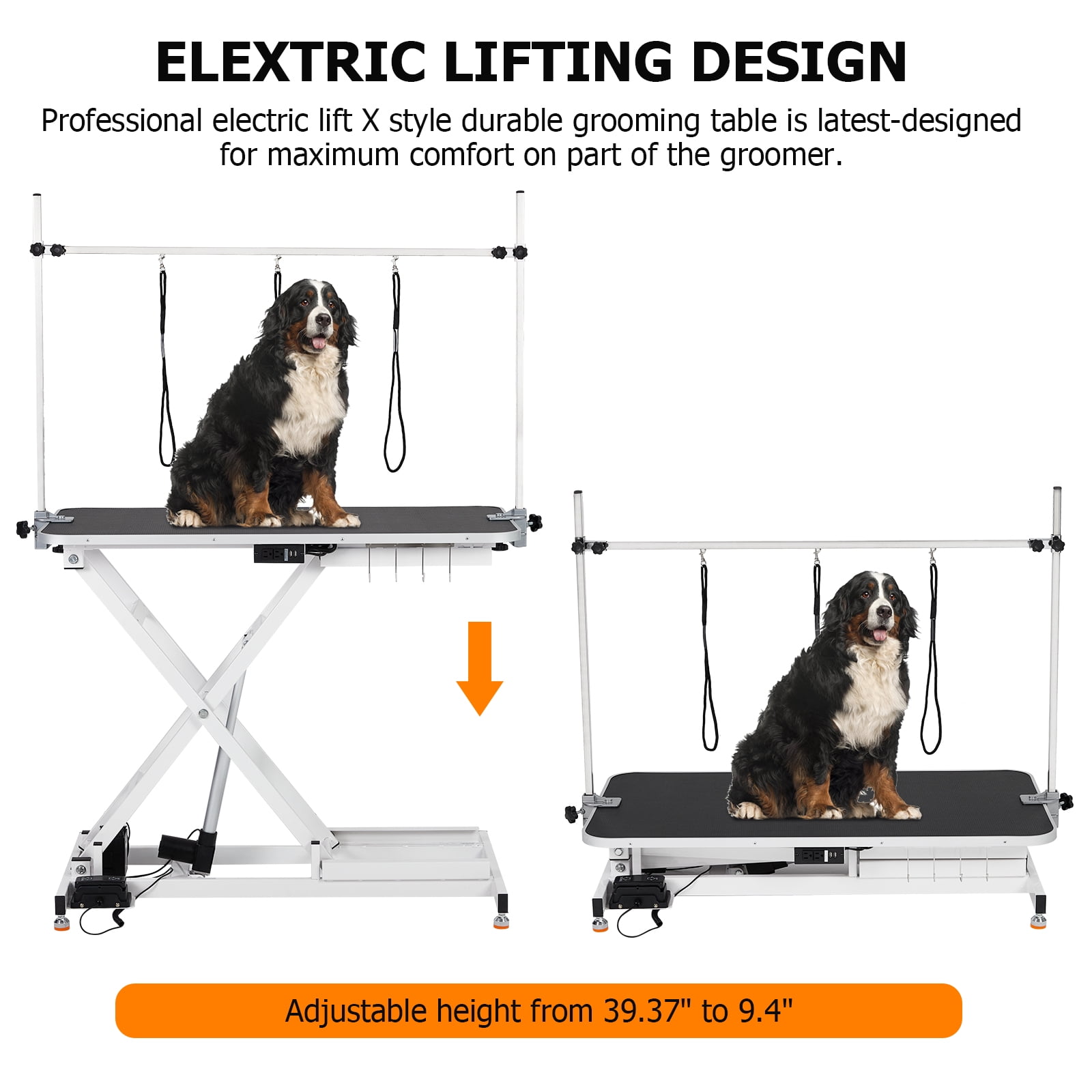 COZONY 47" Electric Lift Dog Grooming Table with Adjustable Height & Gantry Crane, 264 Lbs Limit