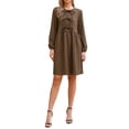 thumbnail image 2 of Vestido de mujer Inspire Chic Otoño Babydoll Casual de Manga Larga con Lazo Frontal Vestidos Lindos Túnica M Marrón, 2 of 6