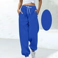 thumbnail image 2 of BiZtdJrK Sweatpants Women Drawstring Elastic High Waist Joggers Solid Loose Fit Casual Fall Sweat Pants with Pockets Navy XXL, 2 of 6