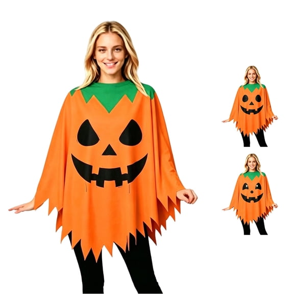 DHFJKG Halloween Poncho For Women Halloween Pumpkin Cloak Party Accessory, Adult One Size