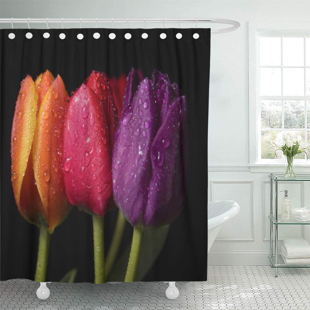 SUTTOM Pink Flower Colorful Tulips Purple Spring Beautiful Shower