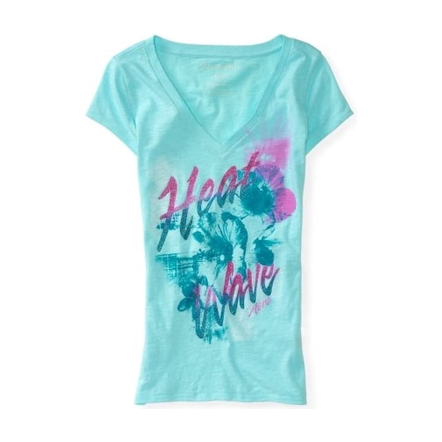 Camiseta adornada Aeropostale Heat Wave Mujer Azul Grande