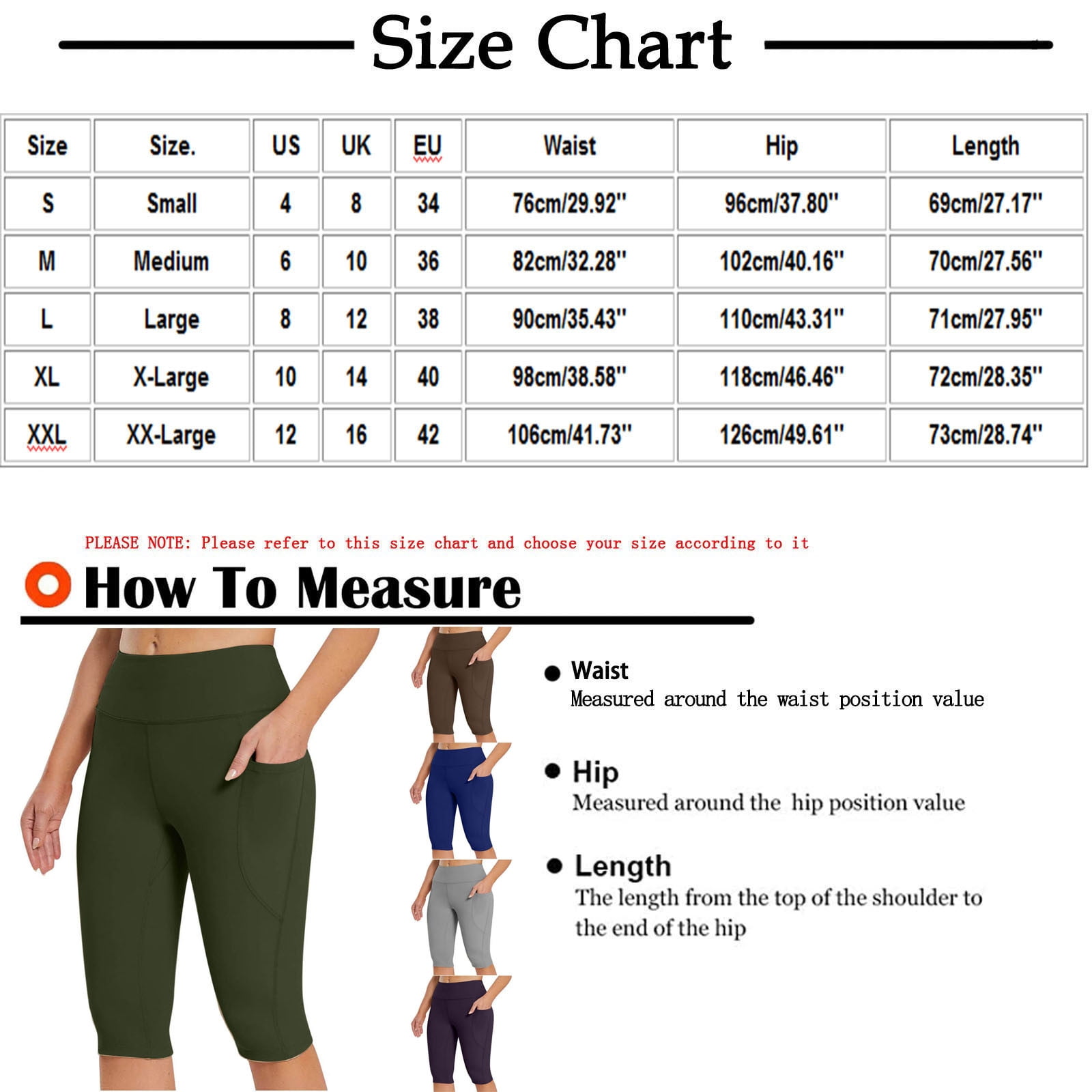Zodggu Yoga Workout Exercise Capris Pants Womens Skinny Slim Fit Female  Activewear Womens Knee Length Leggings High Waisted for Summer With Pockets  for Women Female Activewear Army Green S 