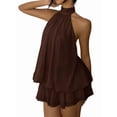 thumbnail image 2 of Women'S Halter Backless Bodycon Mini Dress Fashion Casual Summer Party Dress Brown S, 2 of 10