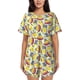 thumbnail image 1 of Balery Hippopotamus Conjunto de Pijama para Mujer con Estampado, Dos Piezas de Manga Corta y Shorts, Ropa de Dormir Suave con Cuello Redondo y Bolsillos-Large, 1 of 6