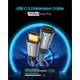thumbnail image 2 of Cable de extensión USB C CLEEFUN corto de 0,3 m, paquete de 2 unidades, 10 Gbps, 100 W, 2 of 7