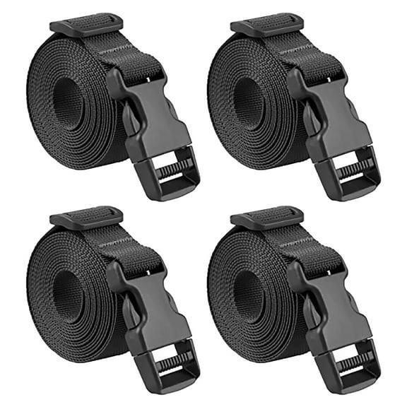 HAKIDZEL 4Pcs Black Luggage Straps with Buckle for Suitcase Travel Airport Use Outdoor Adventure