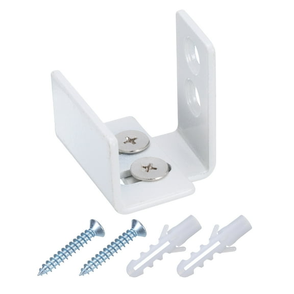 Barn Door Bottom Floor Guide Adjustable U Bracket Flat Swing Stoppers, White