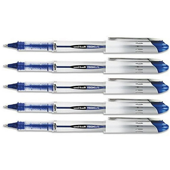 Uniball Vision Elite Roller Ball Pen, Blue Ink, Bold 5 Pens Per Order