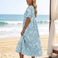 thumbnail image 7 of Fewfanhot Spring Dresses for Women Summer Short Sleeve Midi Dress with Pockets Casual Aline Flowy Tshirt Dress Floral Vocation Beach, 7 of 7