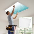 thumbnail image 4 of Aqua Blue Geometric Magnetic Fluorescent Light Covers for Ceiling Lights 2x4Ft,Modern White Stripe Distortion Art Office Classroom Kitchen Drop Ceiling Light Covers Filters Shade Panel 2Packs, 4 of 9