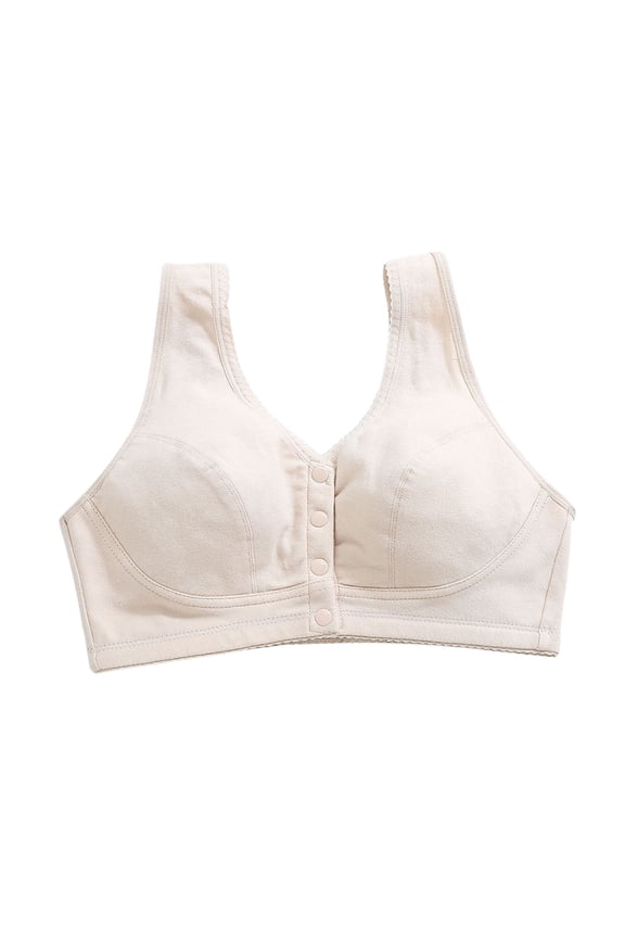 Womens Full Coverage Wrap Bras Padded Plus Size Comfort Front Closure Solid Sleep Bras(Silver,G)