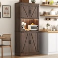 thumbnail image 5 of ANPOO 72'' Tall Farmhouse Kitchen Pantry Cabinet with LED Light and Power Outlet, 10 Hanging Shelves, Adjustable Shelves, Versatile Large Rustic Cabinet for Kitchen, Dining Room, Living Room, 5 of 10
