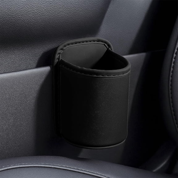 Homlyo Car Cup Holder Organizer Clip-On Scratch-Resistant PU Leather Black 1-Pack 5.9" x 4.16"