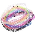 thumbnail image 1 of 12 Pcs/ Pack Collier Ras du Cou Tatouage Extensible Noir Rétro Henné Élastique Boho Années 90 Gothique, 1 of 5