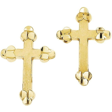 10kt Gold Budded Cross Earrings