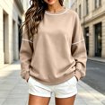 thumbnail image 3 of jehdhy Womens Patchwork Sweatshirts Fall Winter Crew Neck Long Sleeve Shirts Fashion Casual Loose Pullover Tops, 3 of 7