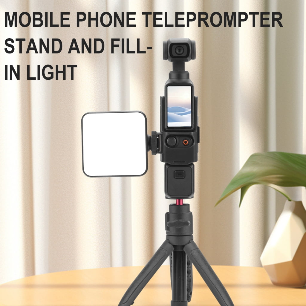 lanema Phone Teleprompter Stand Phone Clip Grip with Cold Shoe for Pocket 3 Gimbal