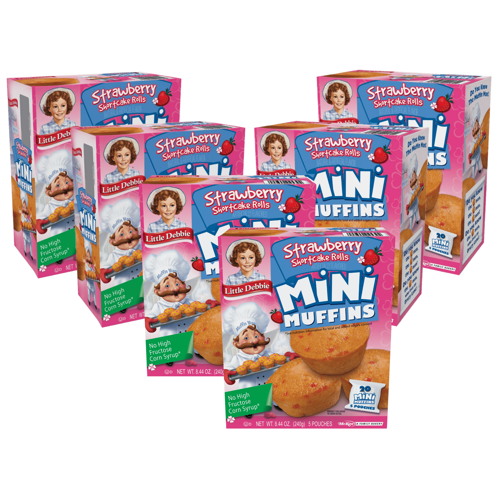 Little Debbie Strawberry Shortcake Rolls Mini Muffins, 6 Boxes, 30