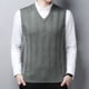 thumbnail image 2 of Suéter para hombre, juvenil, informal, holgado, con cuello en V, de lana, de color liso, cálido, para negocios, 2 of 5