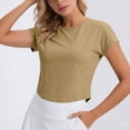 thumbnail image 5 of Purcolt Womens Crop Athletic Tops Lightweight Casual Crewneck Short Sleeve Cross Cut Out Back Shirts Comfort Loose Fit Sport Tee Shirt for Workout Running Gym, 5 of 8